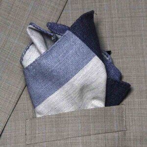 Massimo Dutti Italian Cotton Pocket Square Blue Gray Men's